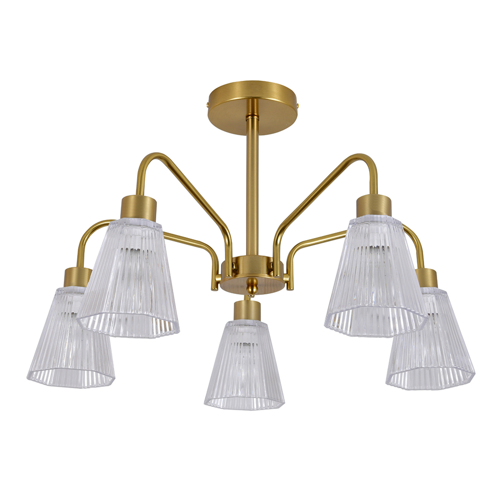 Люстра на штанге 5х40Вт Е14, металл/стекло, медь/прозрачный граненый