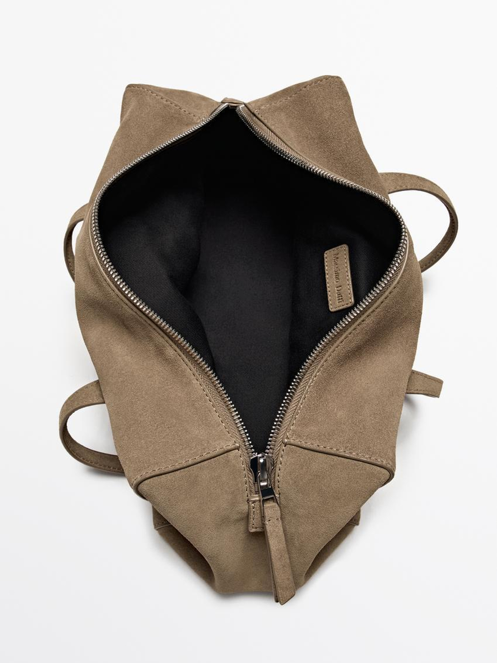 Massimo Dutti Сумка-сэтчел из замши, песочный