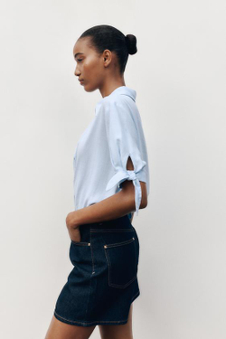 ZARА ШОРТЫ С ЗАВЫШЕННОЙ ТАЛИЕЙ Z1975 MOM FIT, ТЕМНО-СИНИЙ