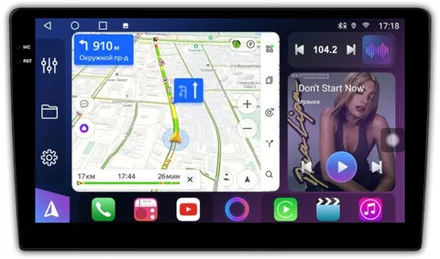Магнитола для 9" рамки - FarCar BM855 монитор 9.5" QLED на Android 14, TS10, 4+32Гб, CarPlay, 4G SIM-слот