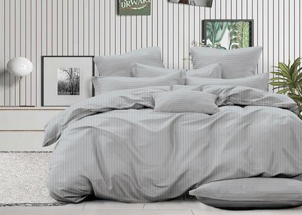 Комплект постельного белья 2 сп с европростыней САТИН-СТРАЙП "14-4202" (нав. 70х70 или 50х70)