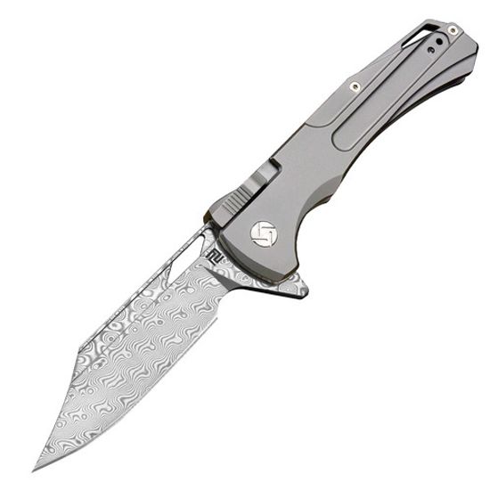 Складной нож Artisan Cutlery BLOWBACK 1822GD-GY из стали Damascus, рукоять титан