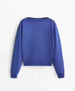 Oysho Толстовка Soft Touch с вырезом-лодочкой и модалом, синий