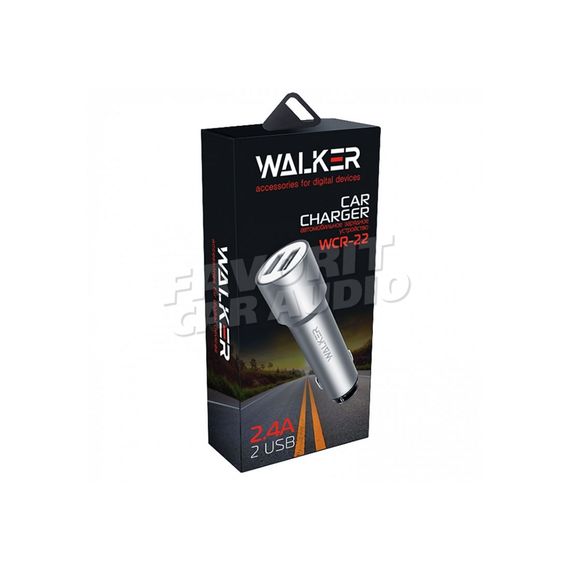 АЗУ WALKER WCR-22 2 USB 2.4A серебряное