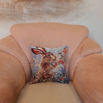 Декоративный гобеленовый чехол для интерьерной подушки Зайчик и Снегирь 38*38