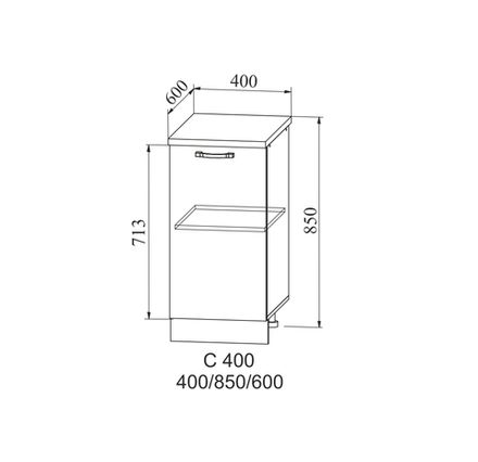 Корпус Шкаф нижний 850*400 (С 400) (серый), ДСВ Мебель