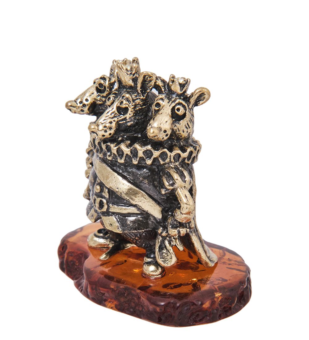 Народные промыслы AM-4088 Фигурка «Мышиный король» (латунь, янтарь)