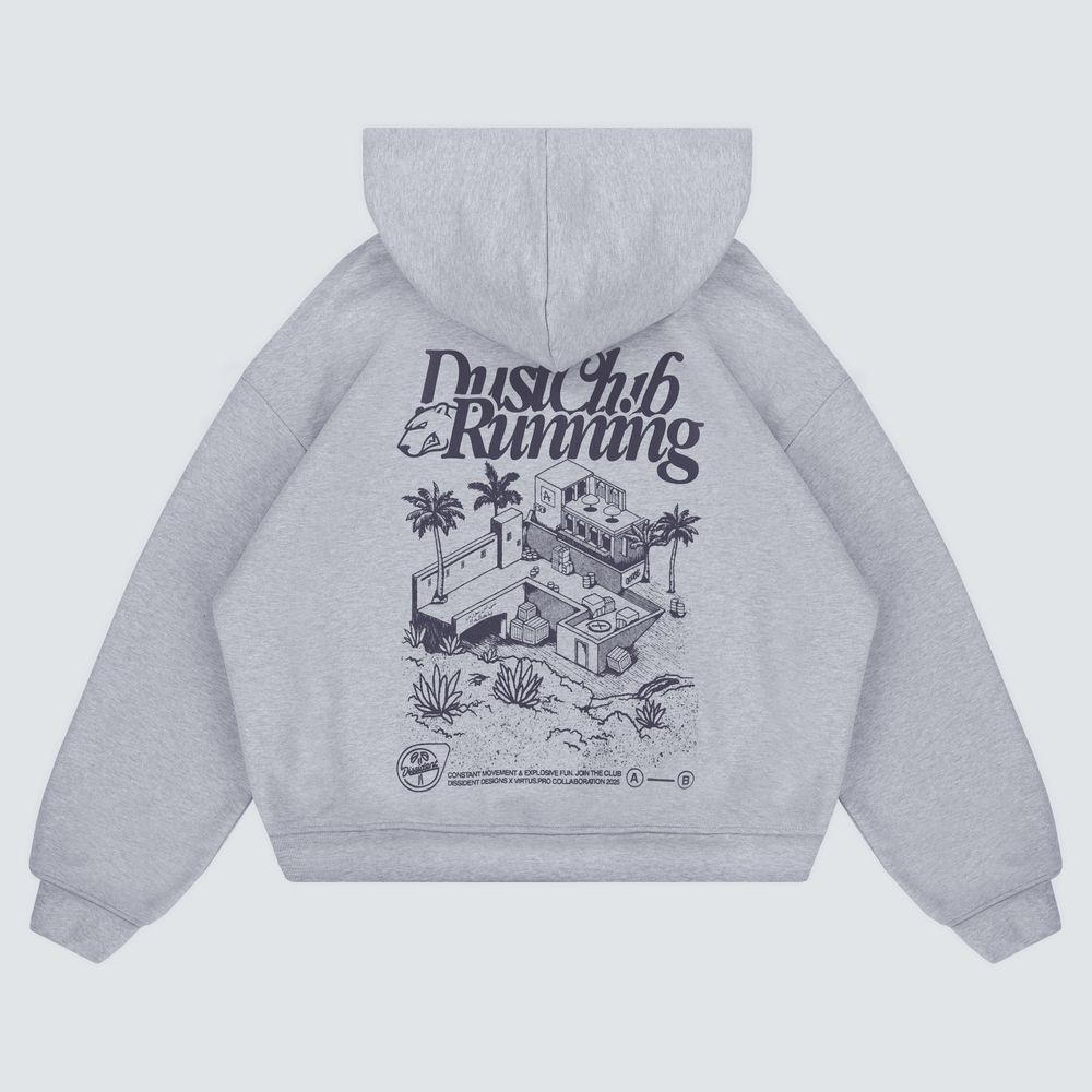 Худи Dissident Dust Running серый меланж