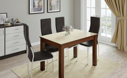 Стол обеденный раскладной Бруно 80, орех/лакобель ваниль