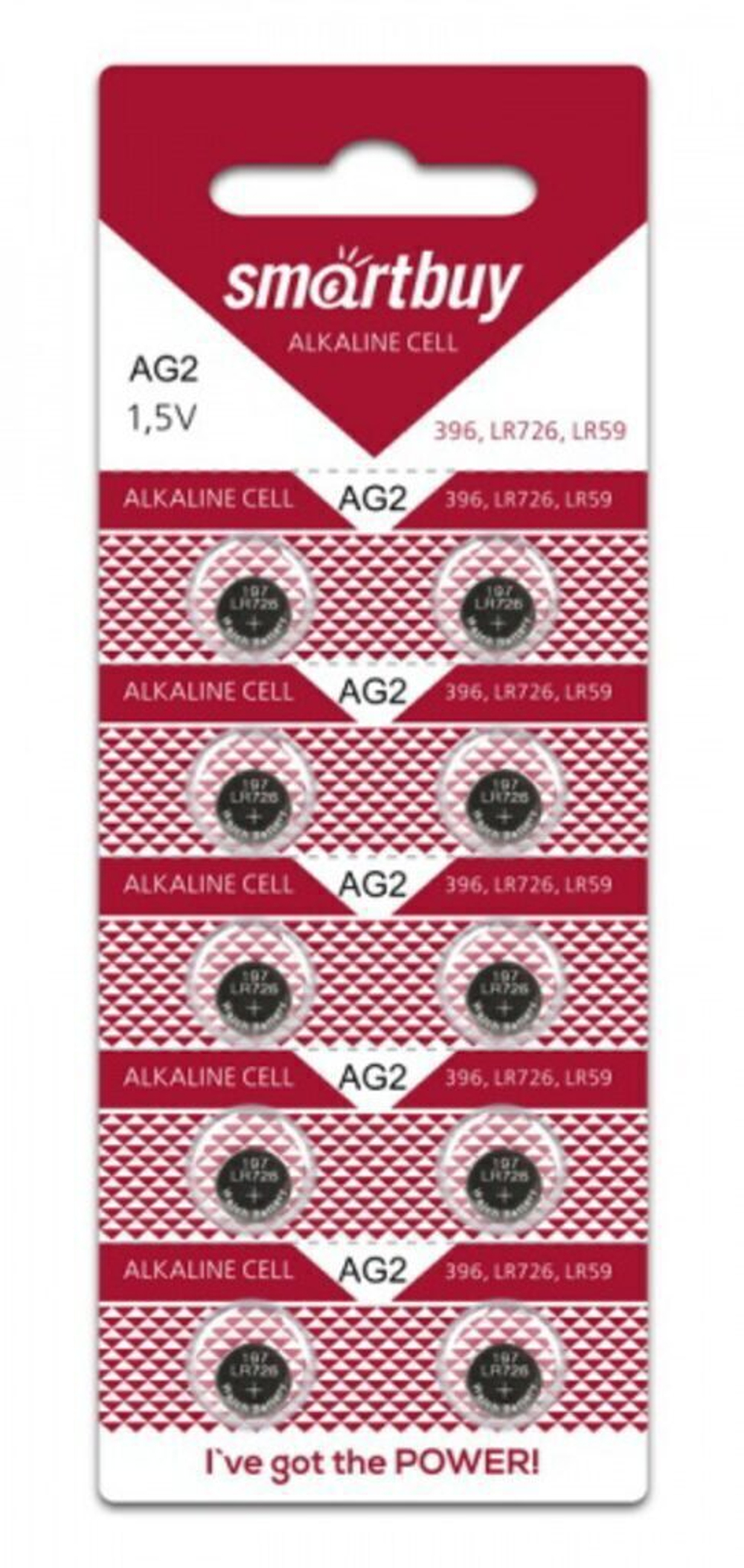 Батарейка-таблетка G-2-10B Smartbuy Alkaline, блистер, цена за 1 шт