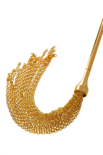 Золотисто-черный флоггер-щекоталка со сменными наконечниками (Цвет: золотистый с черным)