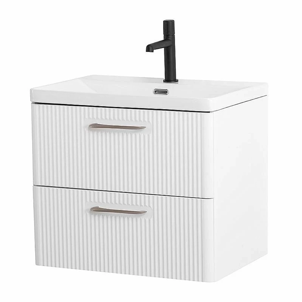 Тумба с раковиной BelBagno DUE-600-2C-SO-BL-P Bianco Lucido