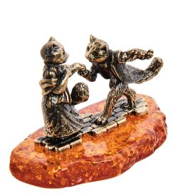 Народные промыслы AM-3074 Фигурка «Коты Ромэо и Джульета» (латунь, янтарь)