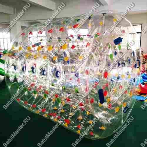 Аттракцион Водный роллер "Прозрачный" с разноцветными держателями, ТПУ, 2*1.8*1.8 м