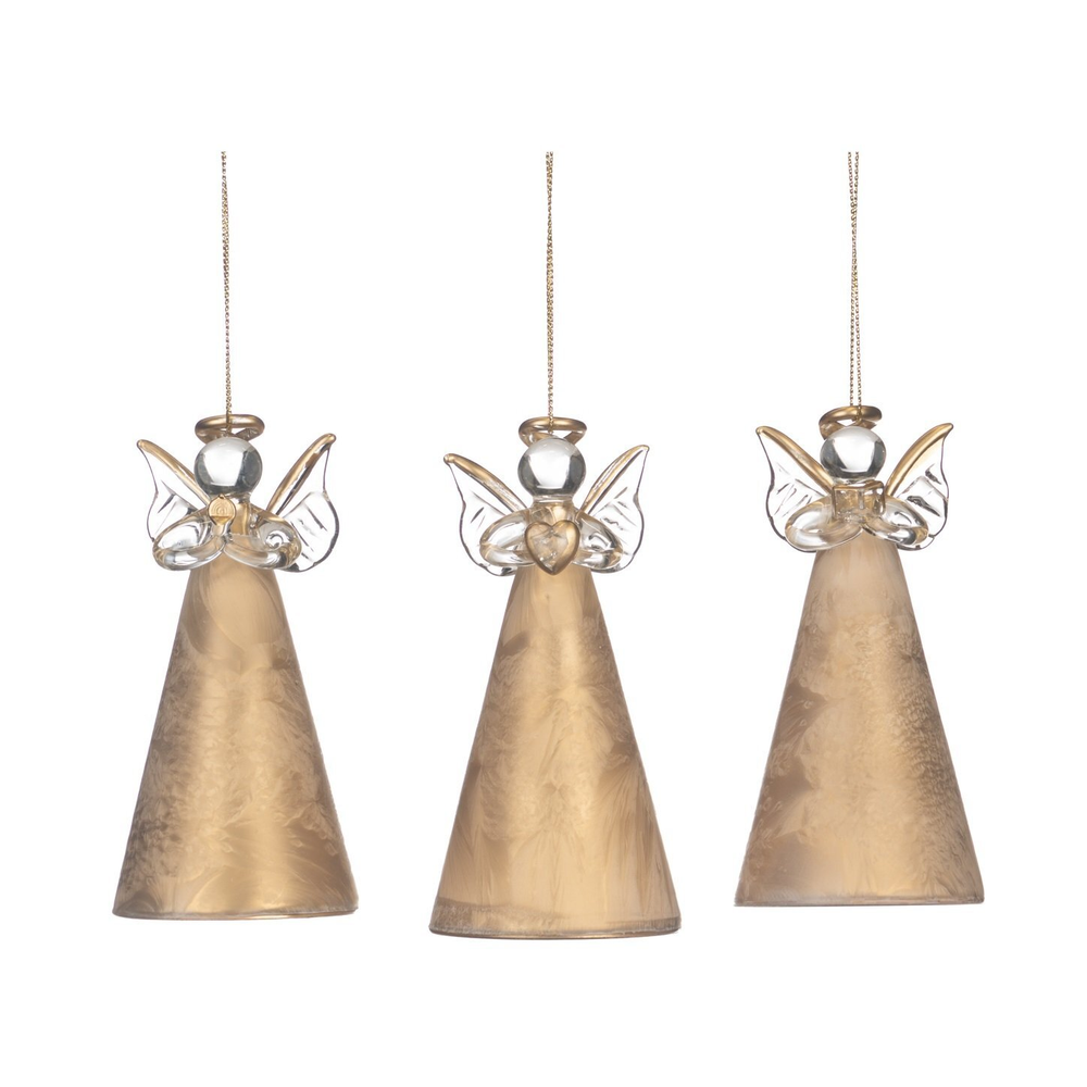 Набор елочных игрушек Ангелы 3шт 12см Goodwill M&G золотые