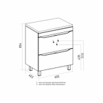 Тумба д/ванной "Лайн-60" 2 ящика под раковину Фостер 60 (Kirovit)/Fest-60 (Sanita Lux) (ПВХ)