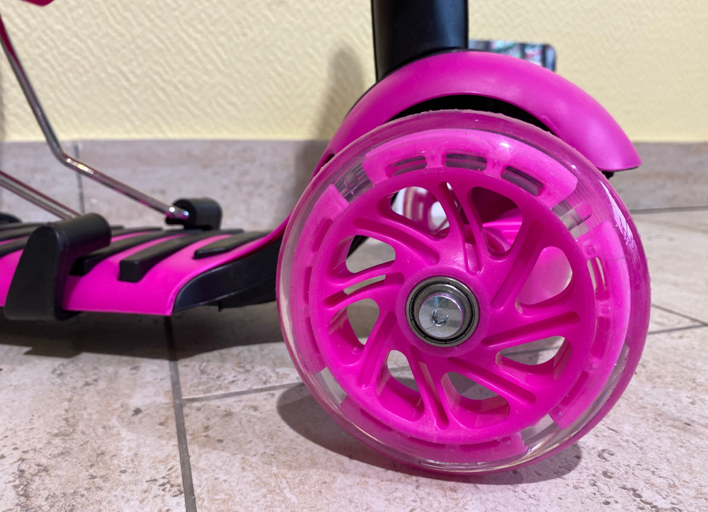 Самокат - трансформер 3-х колесный, YW-728 арт. 36012 розовый