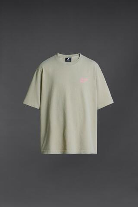 ZARA ФУТБОЛКА С КОНТРАСТНОЙ НАДПИСЬЮ, СВЕТЛО-СЕРЫЙ