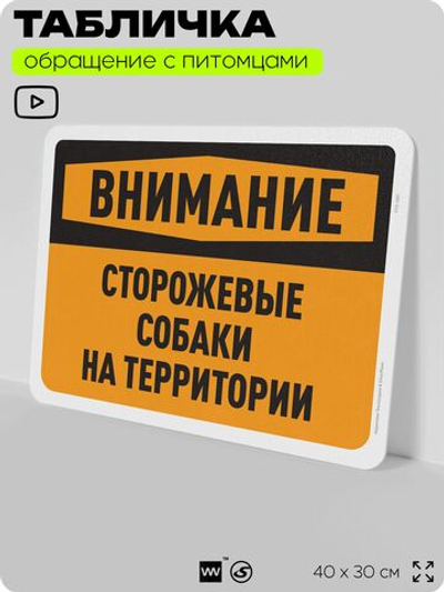 Табличка "Внимание, сторожевые собаки на территории" на дверь и забор, для двора, дома, подъезда, 40х30 см, Silver Plane x Айдентика Технолоджи