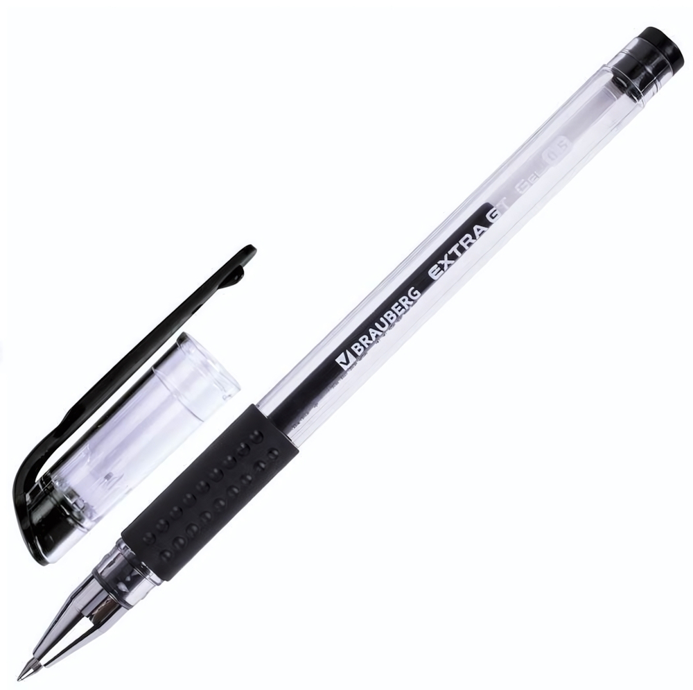 Ручка гелевая с грипом 0,5мм,черная "EXTRA GT"(BRAUBERG)