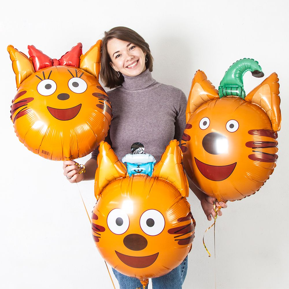 Шар (19"/48 см) Фигура, Голова, Три Кота, Карамелька