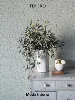 Обои флизелиновые, веточка на зеленом фоне, метровые, для спальни, Tenero (Moda interio, арт.32688-56)