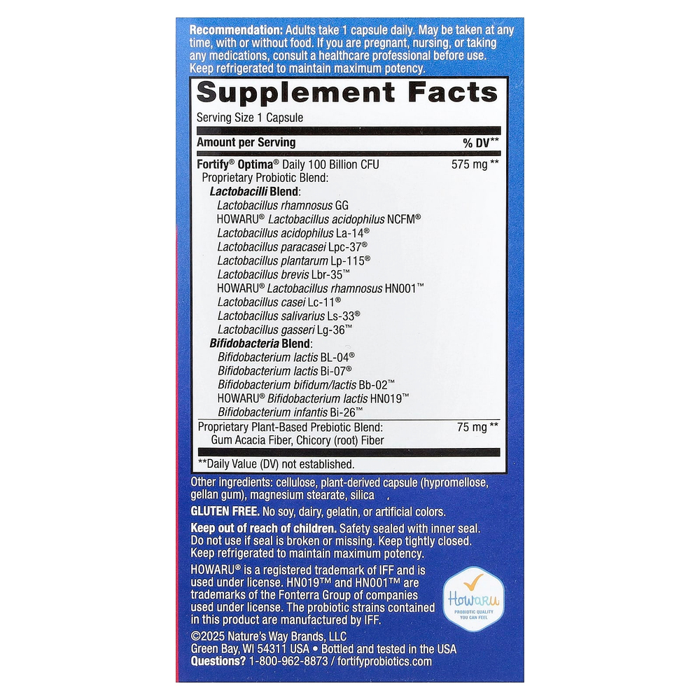 Nature's Way, Fortify®, пробиотик Optima®, 30 капсул с отсроченным высвобождением