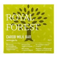 Шоколад ROYAL FOREST молочный из кэроба с миндалем, 75 г