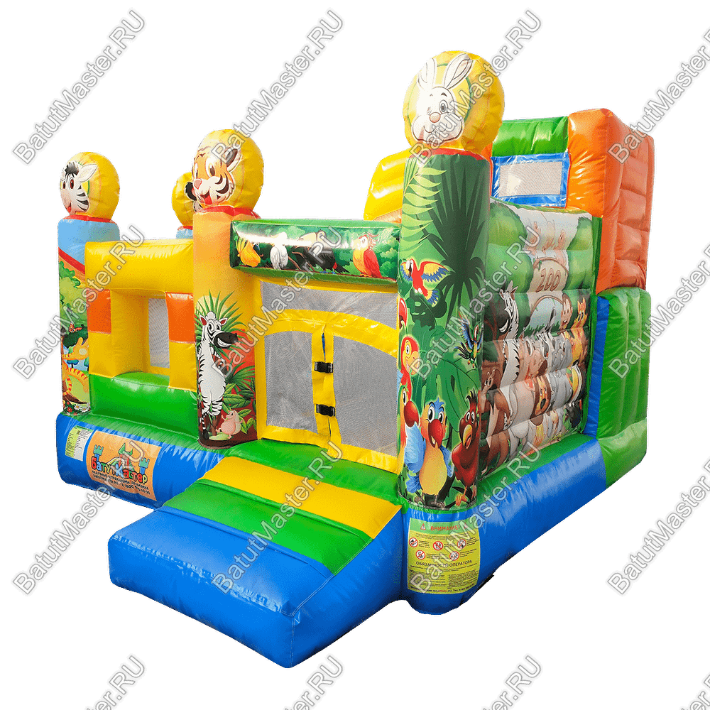 Детский надувной батут "Попугайчики и их друзья", размер 3,5*3*2,7 м