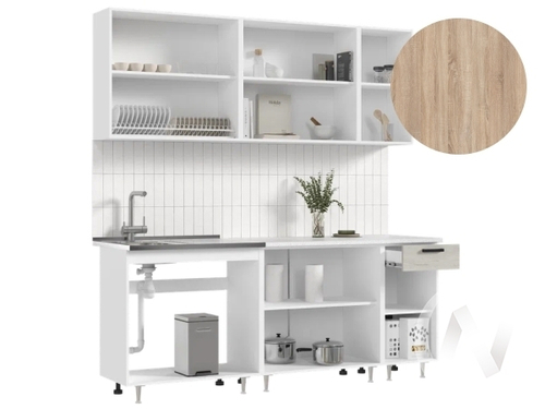 Кухня Рио NEW ЛДСП 2;0м (белый/дуб крафт белый/сонома)