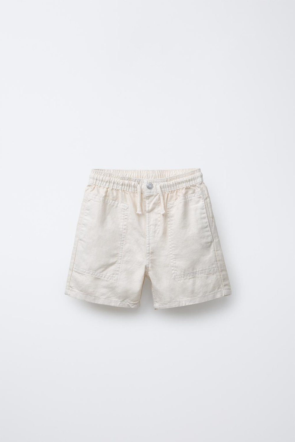 ZARA ШОРТЫ-БЕРМУДЫ ИЗО ЛЬНА И ХЛОПКА, ЭКРЮ