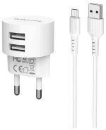Зарядное сетевое с кабелем MicroUSB 1-метр 2.4А BOROFONE BA23A