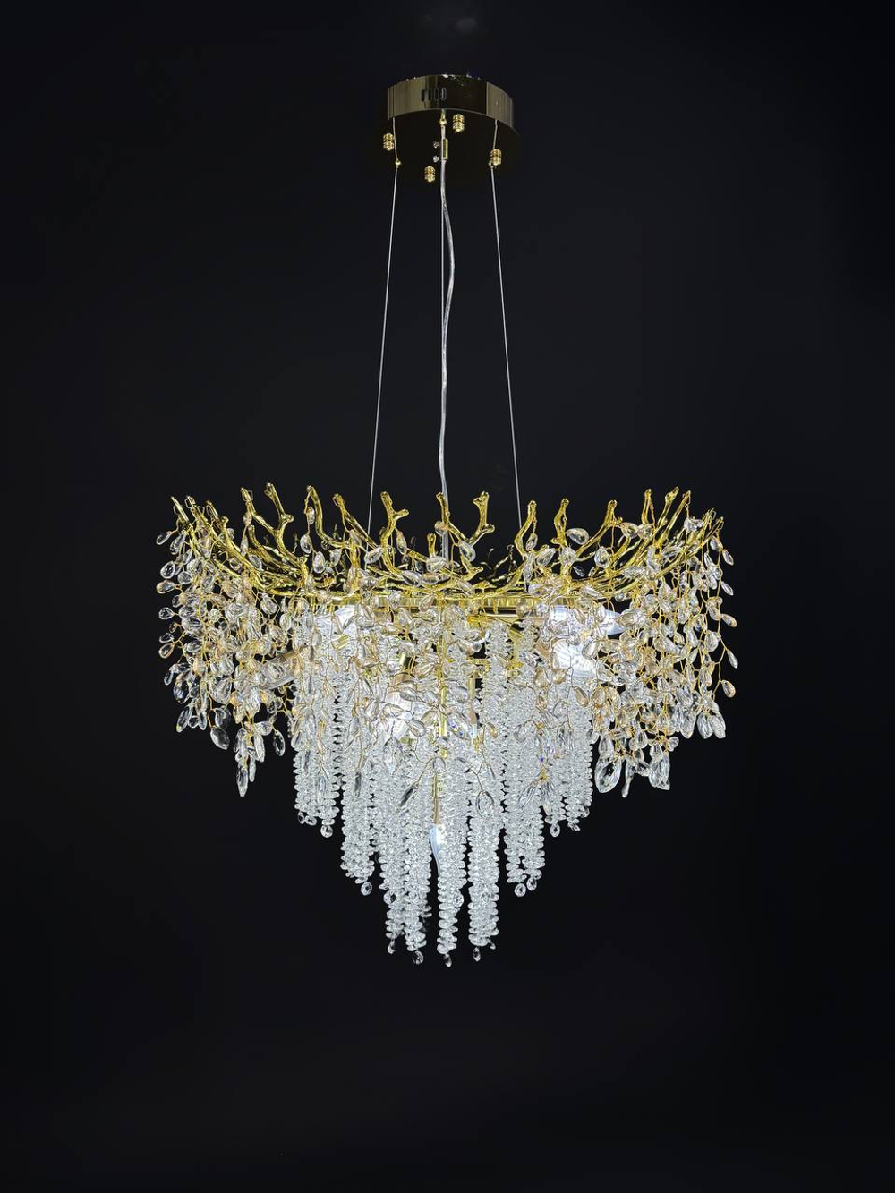 Люстра подвесная Lanbos, 12 ламп Е14, 480 Вт, до 30 кв м, золотая