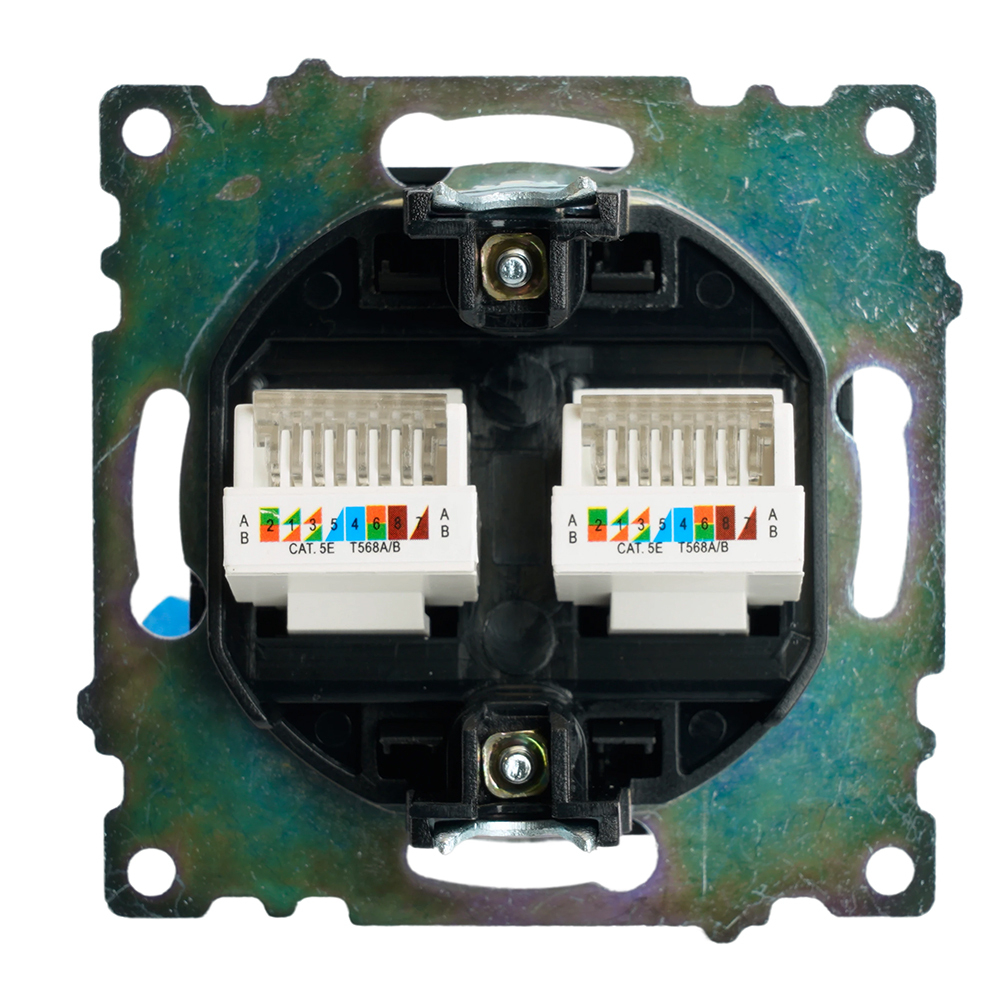 Розетка компьютерная 2-местная RJ-45 (механизм) ,STEKKER ,GLS00-7109-05, серия Катрин, черный 50007