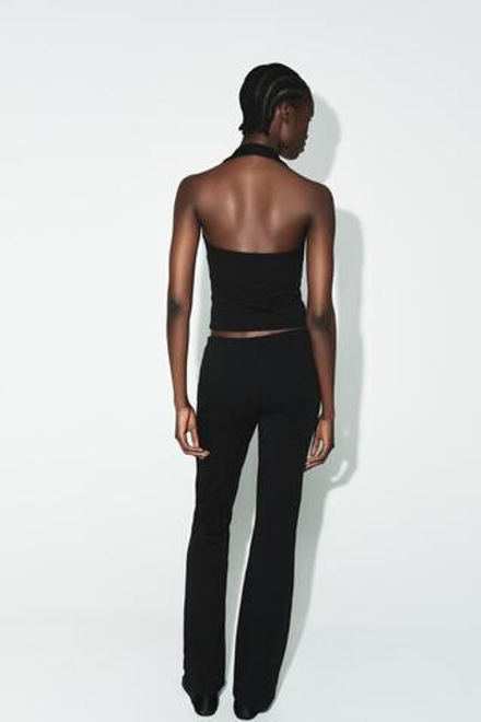 ZARA БРЮКИ FLARE ИЗ ИНТЕРЛОКА, ЧЕРНЫЙ