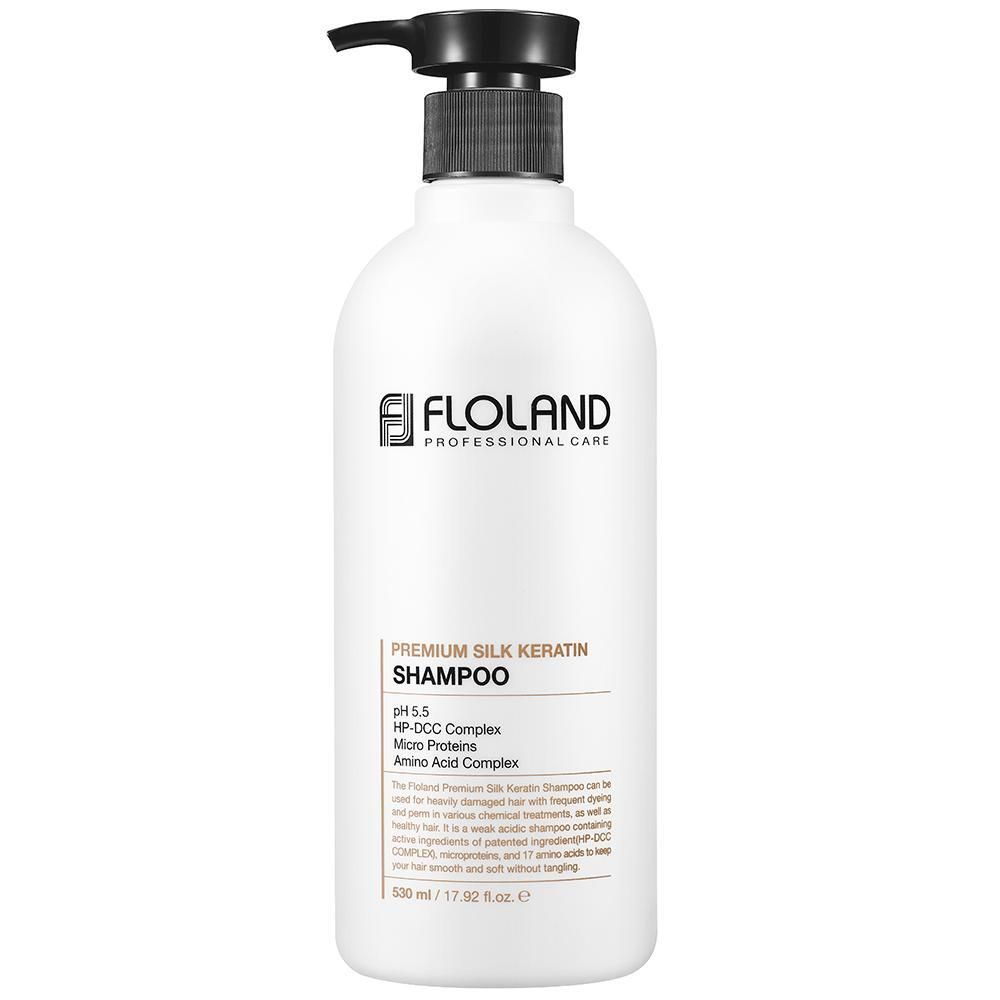 Floland Premium Silk Keratin Shampoo шампунь восстанавливающий с кератином для ослабленных волос