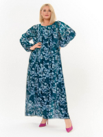 Шифоновое платье Бетти, цветы на изумрудном