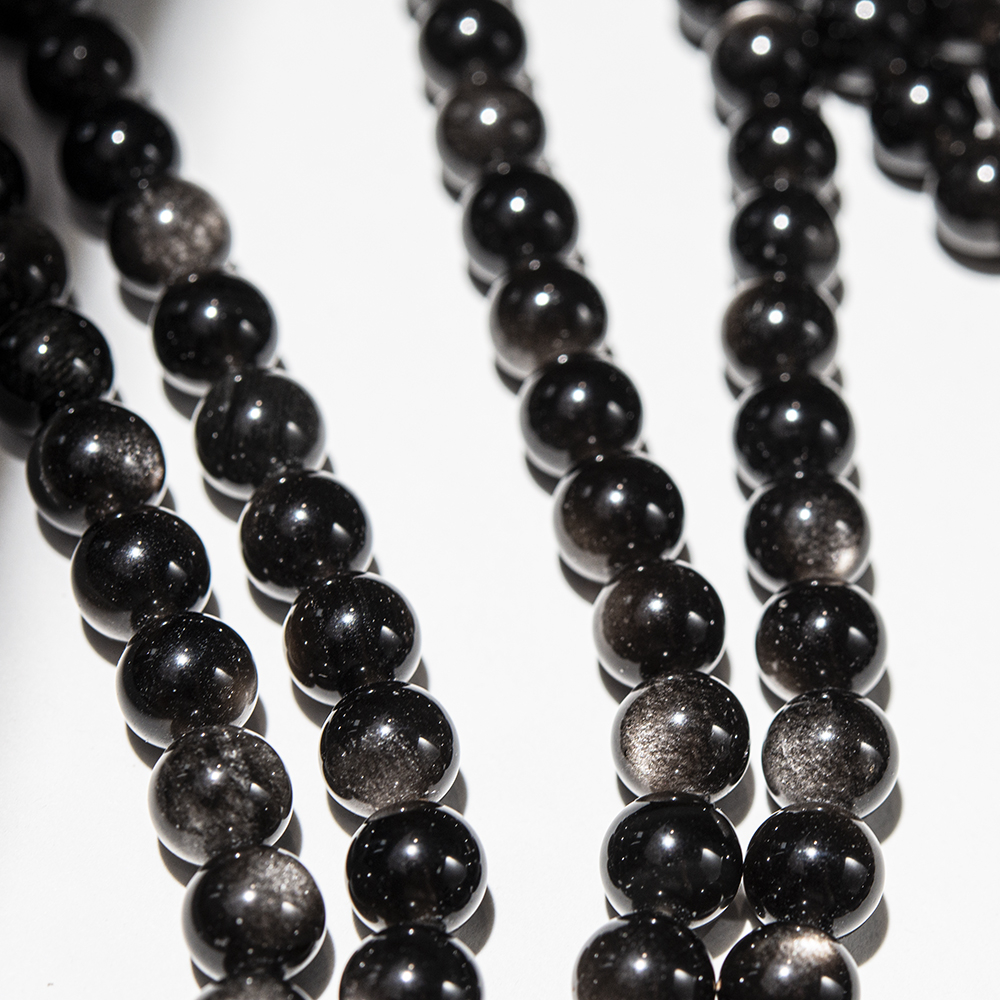 Серебристый обсидиан (вулканическое стекло) натуральный, 8,6мм,шар