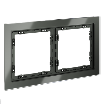 Рамка стеклянная VOLTUM S70 на 2 поста, (титан, стекло)