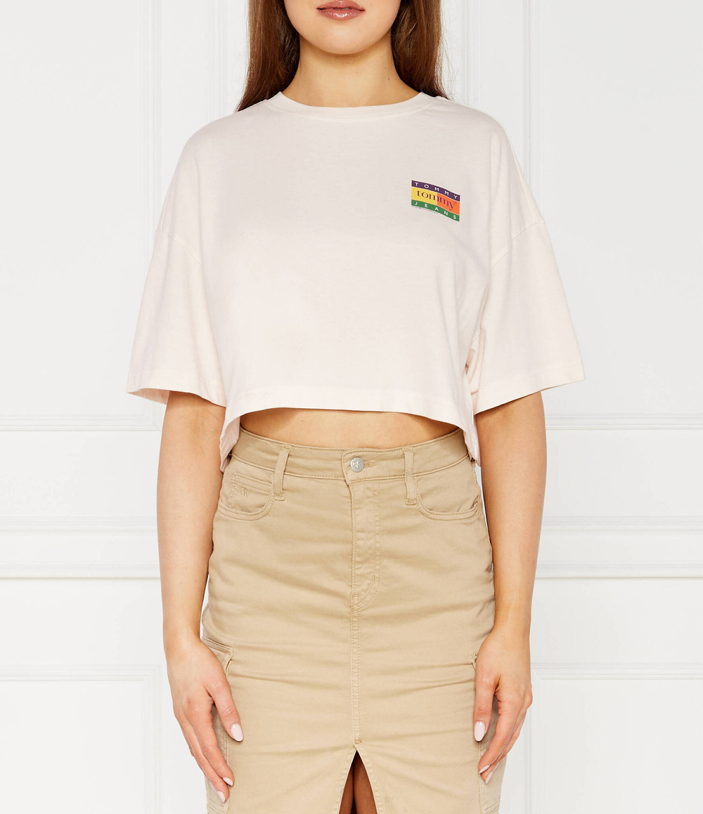 Футболка летняя flag Tommy Jeans - экрю(DW0DW18141)