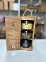 Корпоративный подарочный набор с брендированием в деревянном ящике с медом и чаем