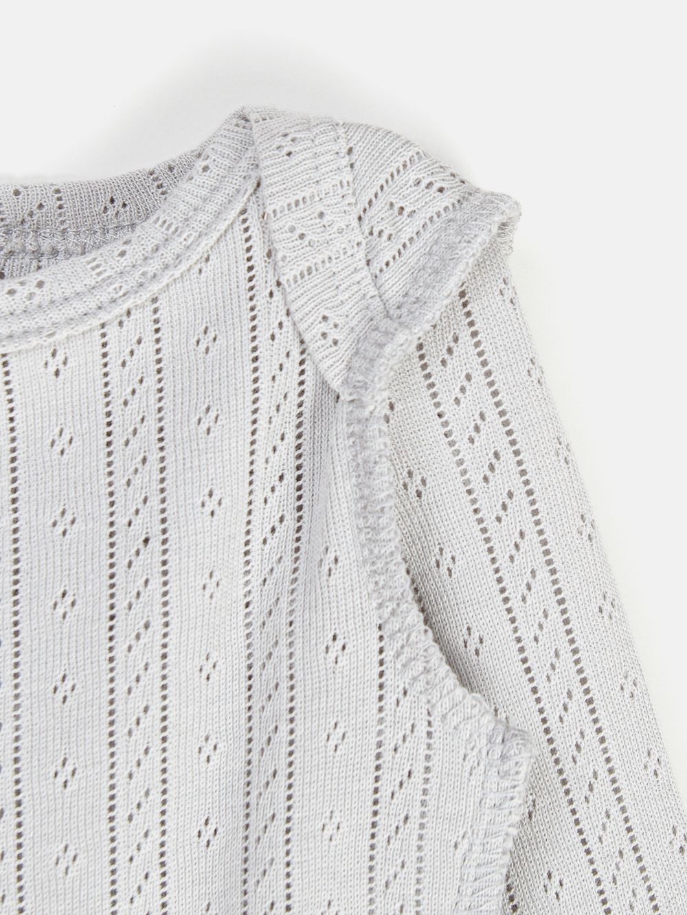 Боди с длинным рукавом "Жемчуг" из ажурного хлопка 0+