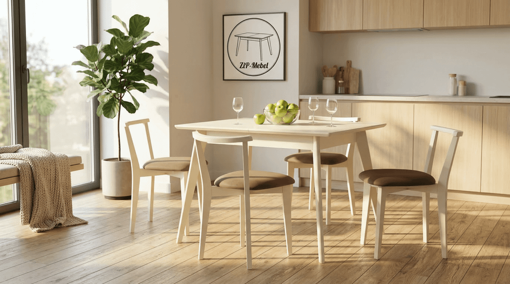 Стол Zip-mebel Сканди 120, Слоновая кость
