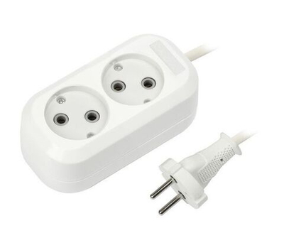 Сетевой удлинитель SmartBuy ПВС 2х1 2 розетки, 5 метров, 10А, корпус АБС-пластик SBE-10-2-05-N