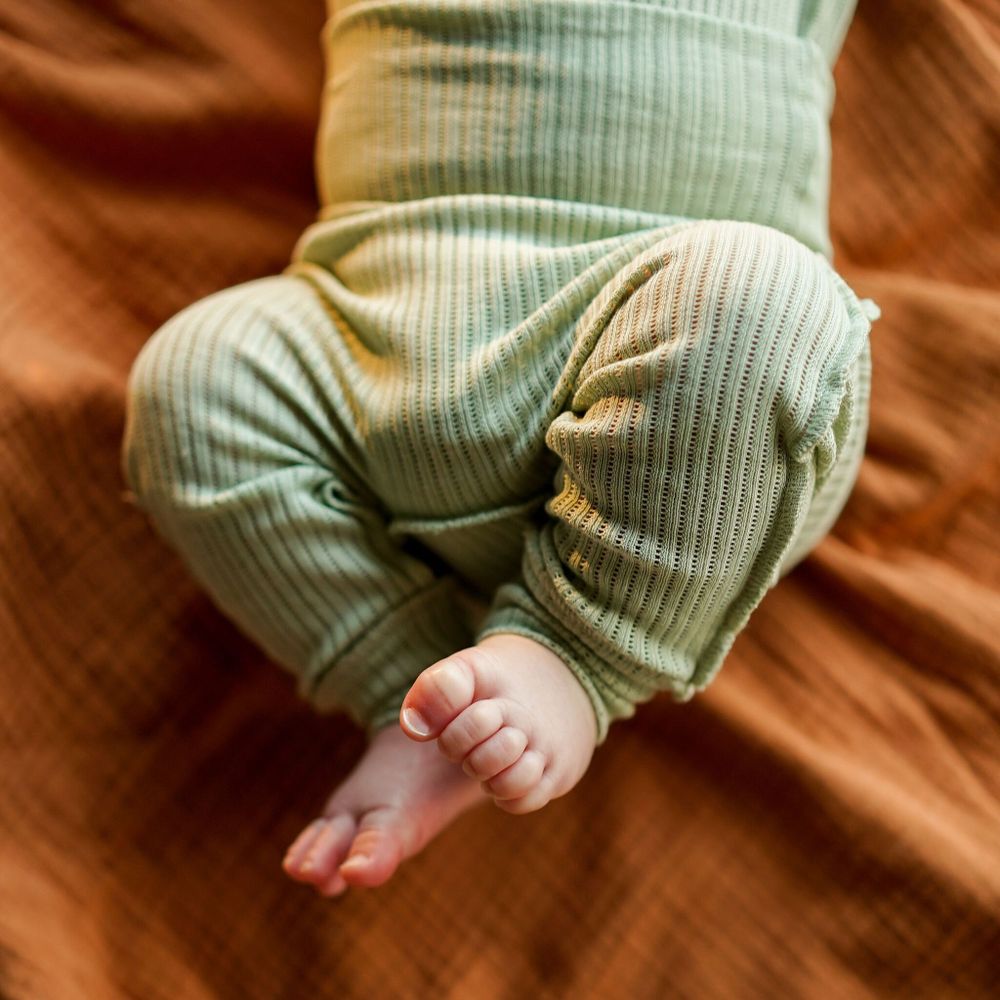 Легинсы "Шалфей" из хлопка в рубчик 0+