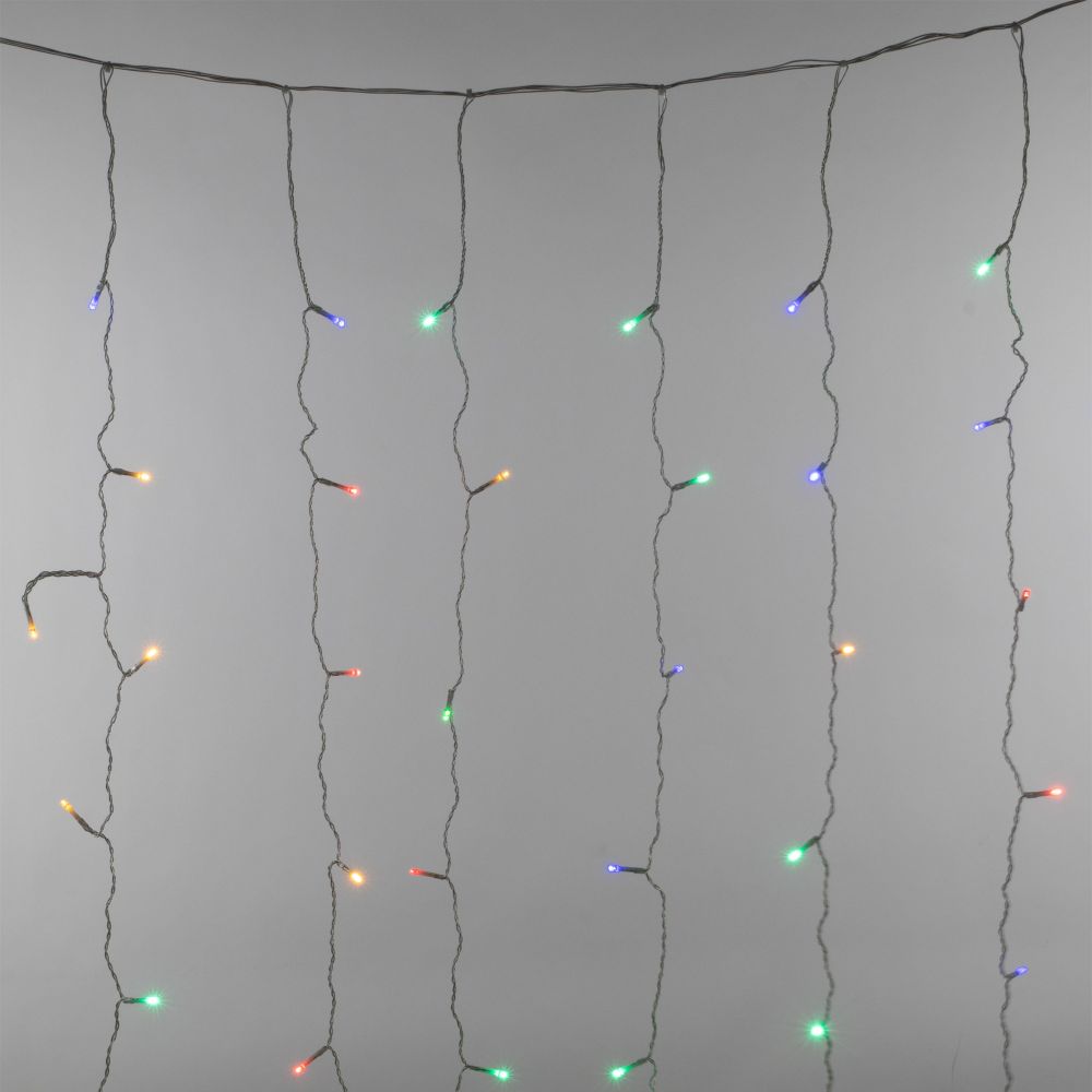 ULD-C3020-264-TTK MULTI IP44 Занавес светодиодный с эффектом мерцания. 3х2м. 264 светодиода. Разноцветный свет. Провод прозрачный. TM Uniel