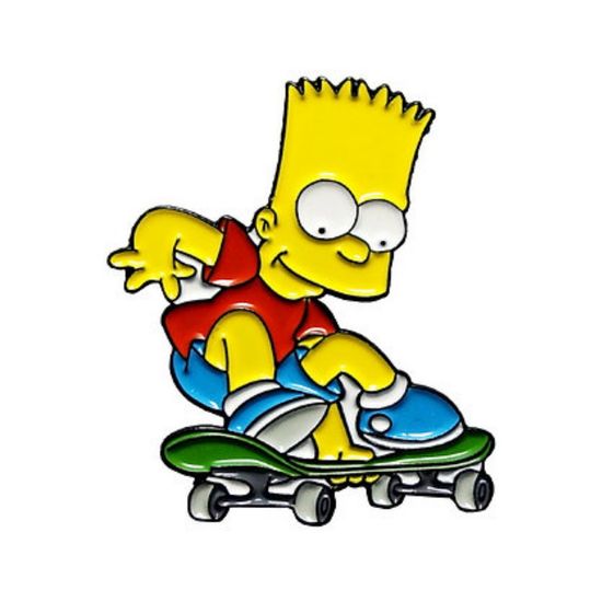 Значок металлический "Барт Симпсон на скейте", 3.0x3.4cm
