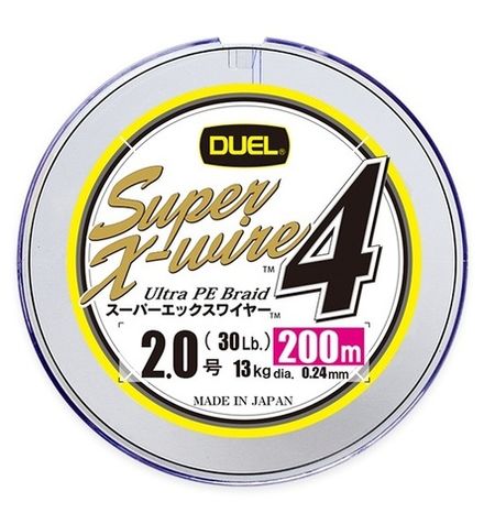 Пл.шн. Duel PE Super X-Wire 4 200m 5Color-Yellow Marking #2,0 (0,24мм) 13,0kg