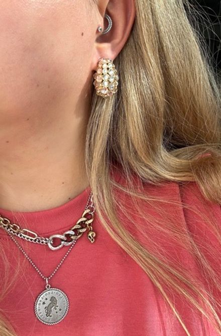 Серьги-гвоздики "Капли" 30мм, с кристаллами