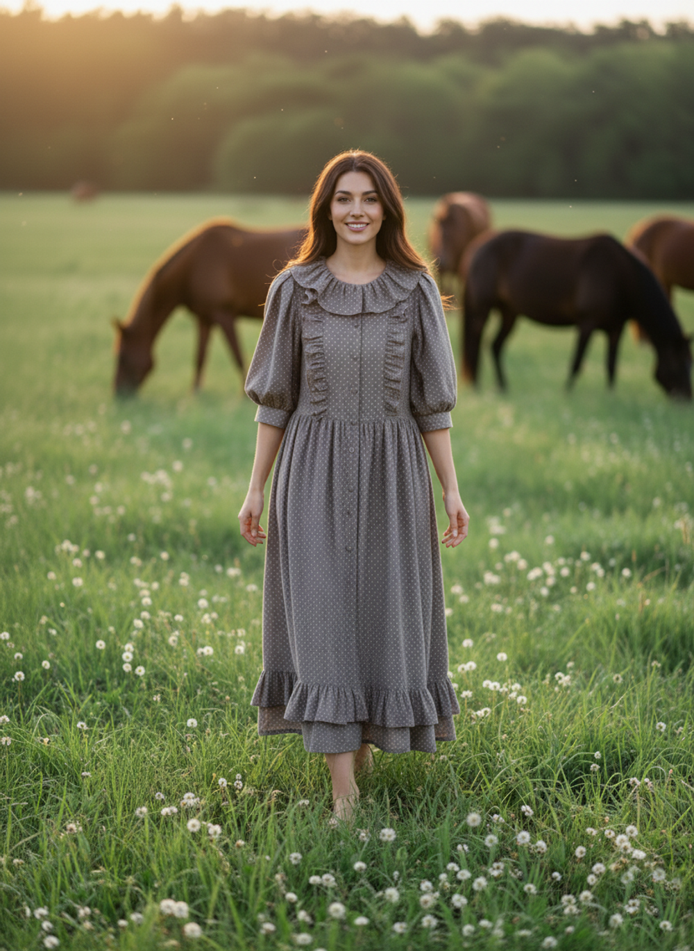 Платье с воланами